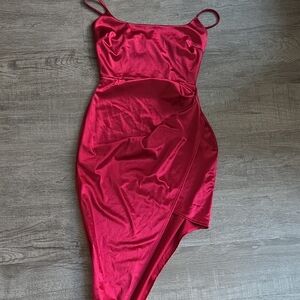 Windsor Asymmetrical Satin Red Dress